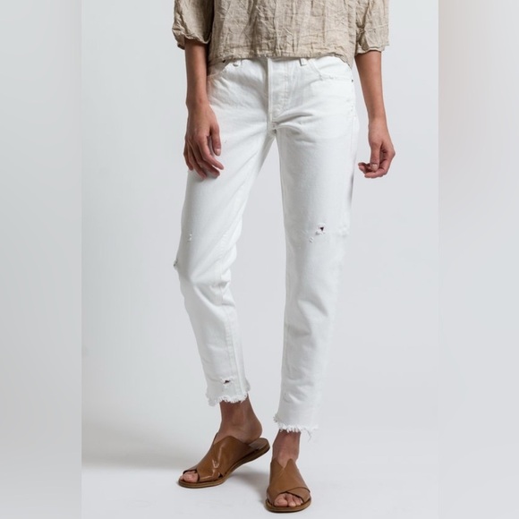 NWT Moussy Vintage White Kelley Tapered Ripped Jeans Women’s 24 - Picture 1 of 13